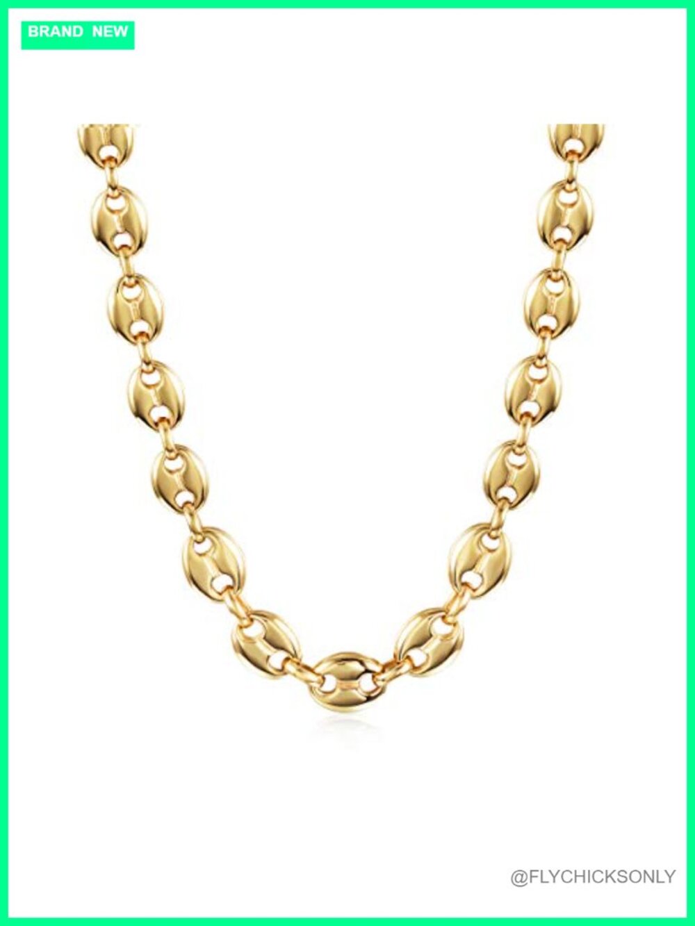 Gold Plated Stainless Steel Link Chain Necklace 18 Inch Women's Jewelry